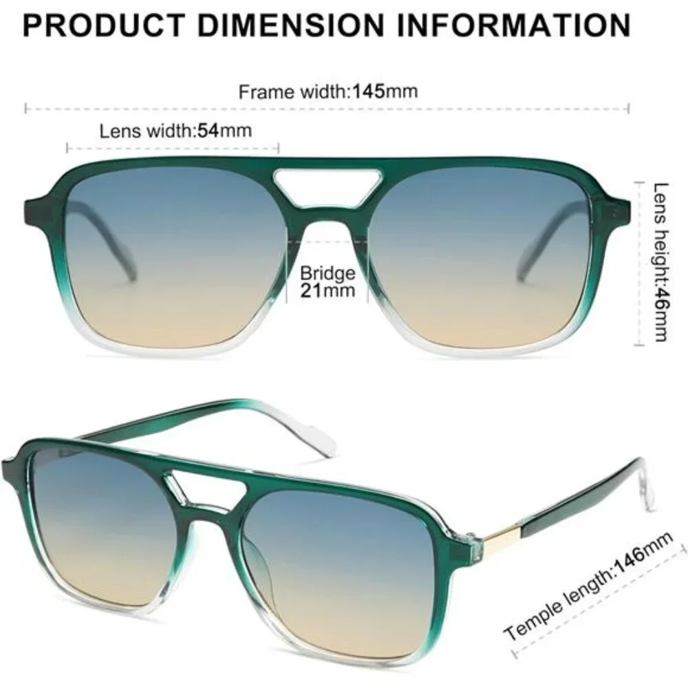 Retro Aviator Sunglasses for Women Men Green/Gray